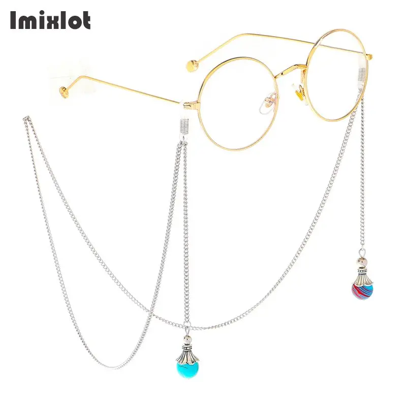 1PC Reading Glasses Chain with Penadnt Womens Metal Sunglasses Cords Neck Straps Beaded Eyeglass Lanyard Holder Eyewear Retainer