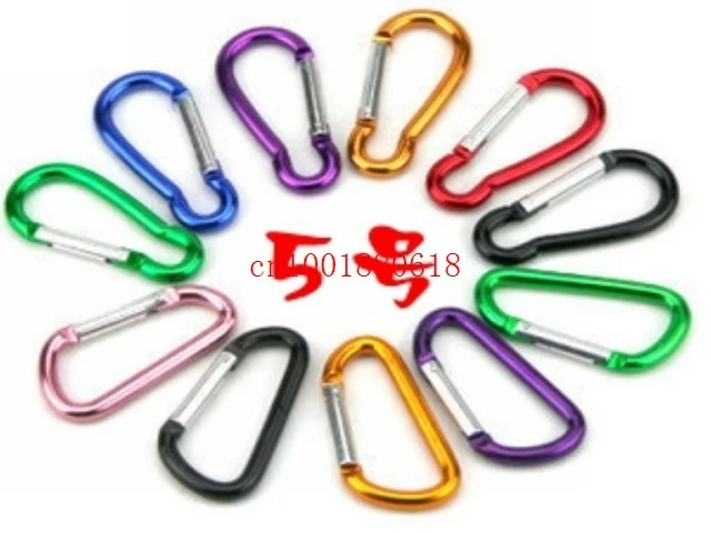 Free Shipping 5# Gourd Type hiking buckle keychain button Climbing carabiner D Shape Aluminium Alloy Hook 5000pcs/lot