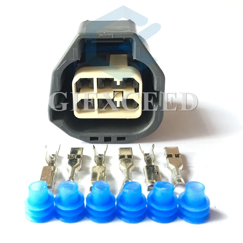 Conector de bomba de acelerador automotriz impermeable, montaje de CA, enchufe de arnés de cable eléctrico, 6 pines, 7283-5577-10, 2 juegos