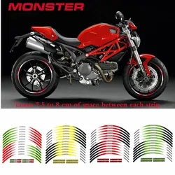 Motorcycle front&Rear Edge Outer Rim Sticker Wheel Decals 17inch stickers For DUCATI MONSTER 695 696 796 1100 1100S 797 821 795