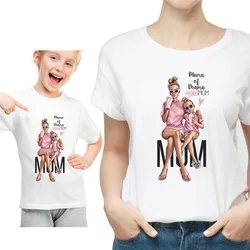 Fashion Mom And Daughter Harajuku White Tshirt Parent-child Clothing Casual Lovely Short Sleeve Women T shirt O-Neck Tees