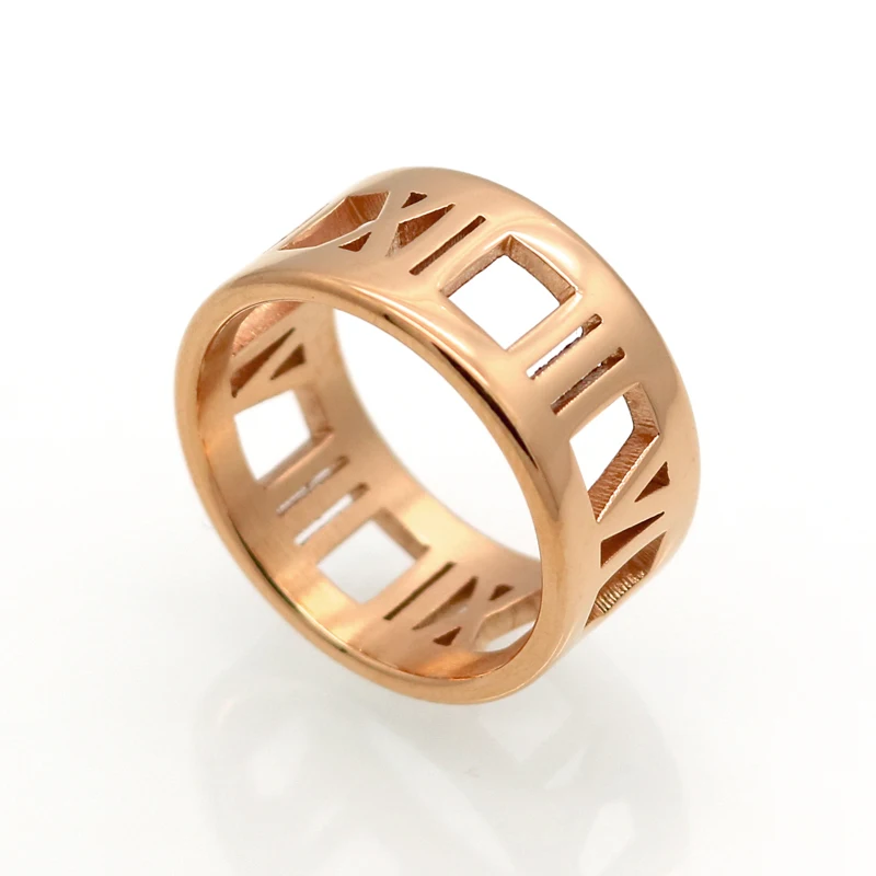 Fashion Roman Number Ring Punk Couple Rings Rose Gold Color Rings For Women Stainless Steel Ring Finn Jewelry Wholesale