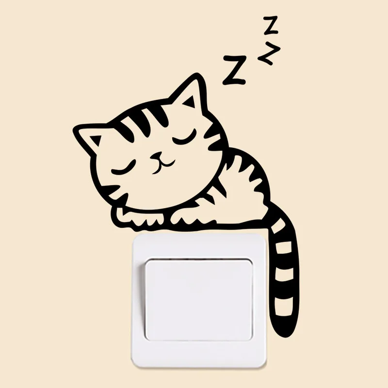 Funny Patterns Switch Stickers For Kids Room Livingroom Bedroom Decoration Home Decal Diy Cartoon Animal Cat Dog Vinyl Mural Art