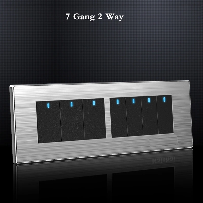 5 6 7 8 Gang 2 Way Household Switch Socket type 86 wall with led brushed stainless steel mirror Reset switches