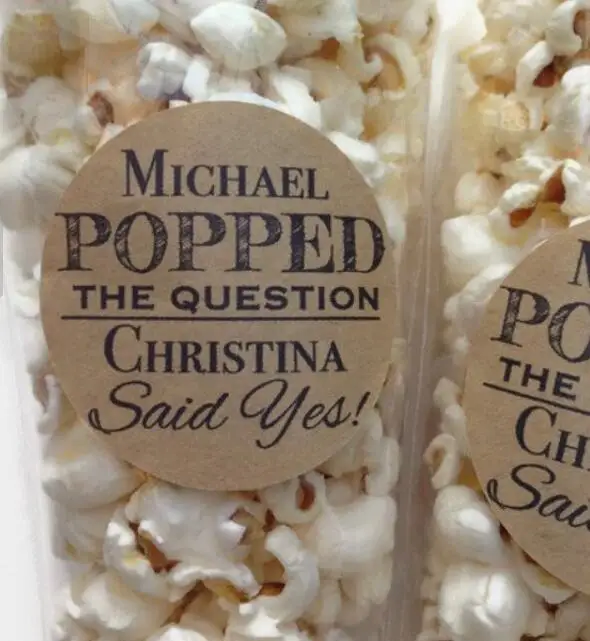 Personalize Popped the question Wedding gift Stickers engagement Seals food favor labels birthday popcorn favours gift stickers