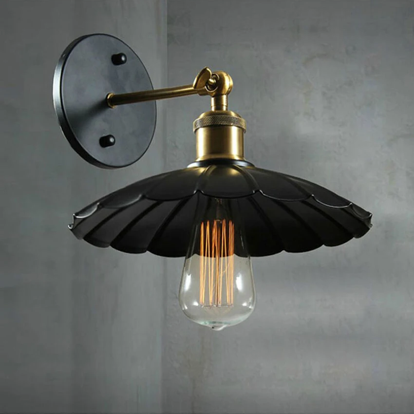 

New Arrival Black Lustre Vintage Light Fixtures With Edison Lamp Wall Mounted Ac Iron E27 Light Wall Sconce For Home Lighting