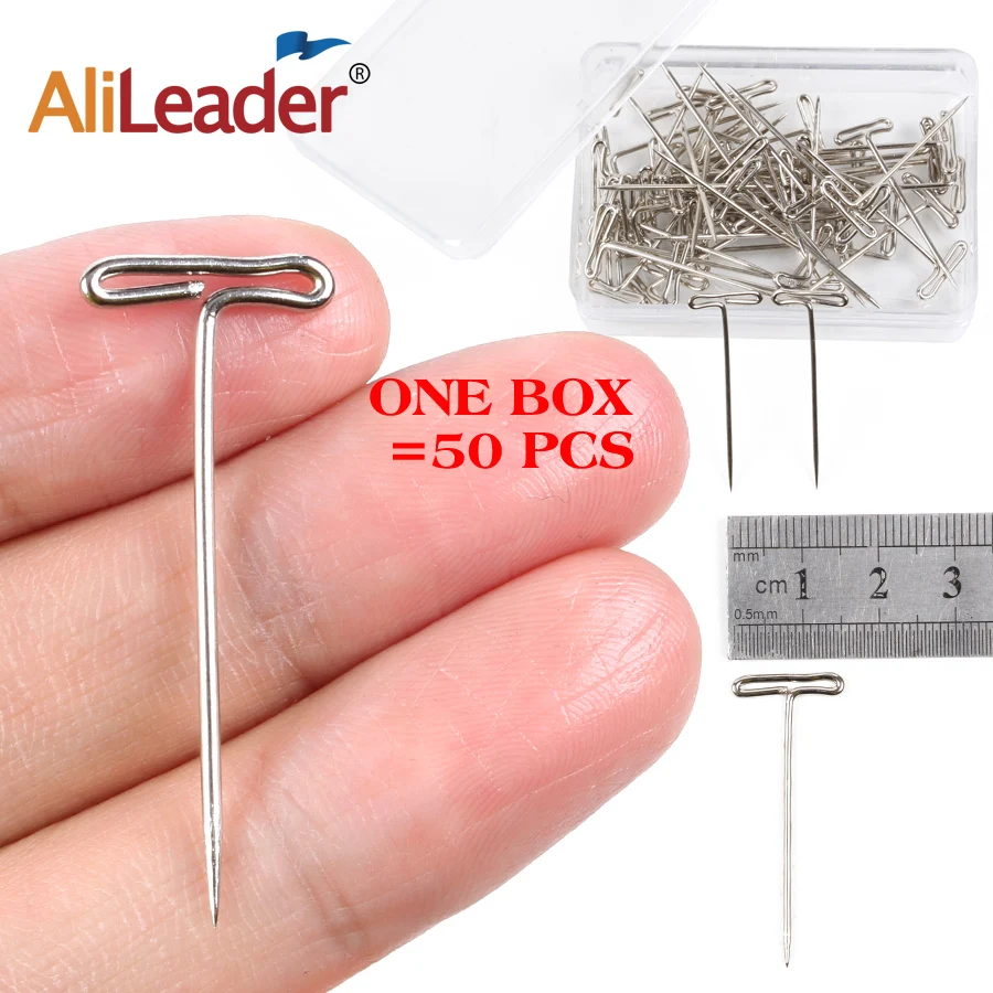 Alileader grampos para peruca, 50 peças, prateados, com cabeça de espuma, 38mm, longa, para costura, estilo de cabelo, ferramenta