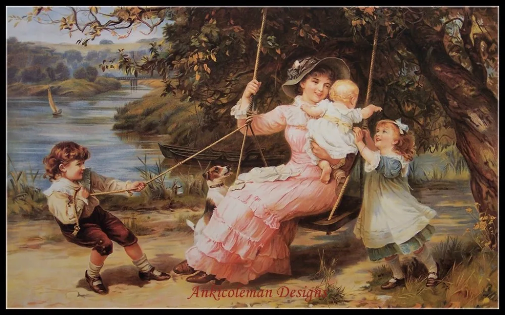 

Needlework for embroidery DIY French DMC High Quality - Counted Cross Stitch Kits 14 ct Oil painting - The Swing