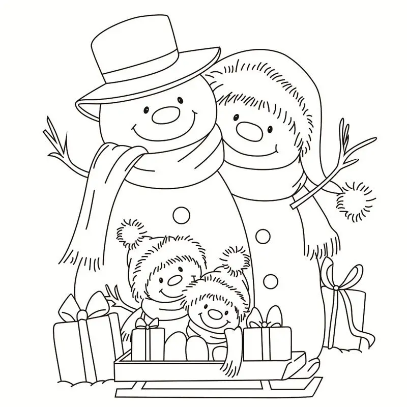 The Snowman Family Transparent Clear Pattern Stamps for DIY Scrapbooking, Card Making, Kids Christmas Fun Decoration Supplies