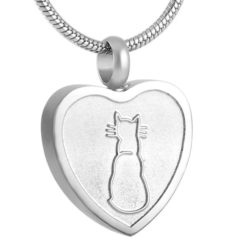 IJD8253 Cremation Urn Necklace for Ashes Pendant Stainless Steel Keepsake Memorial Urn Necklace Pet Cat Funeral Jewelry