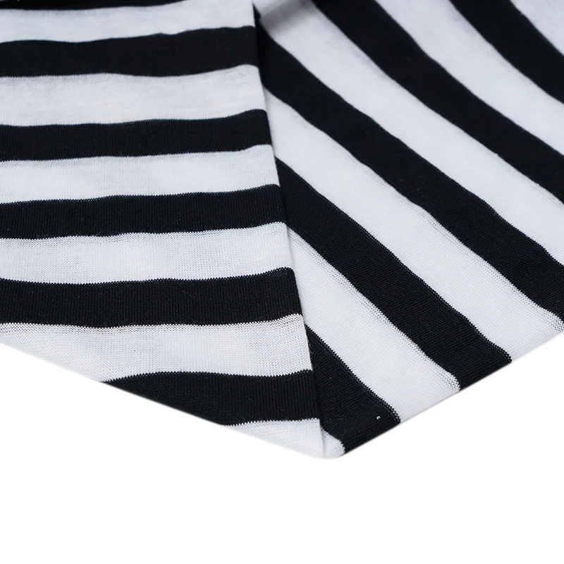 Colorful Knit Fabric Polyester Thin Cotton Jersey Fabric Stripe Pattern For Summer T-Shirt Breathable Cloth  50*185cm Hot Sale