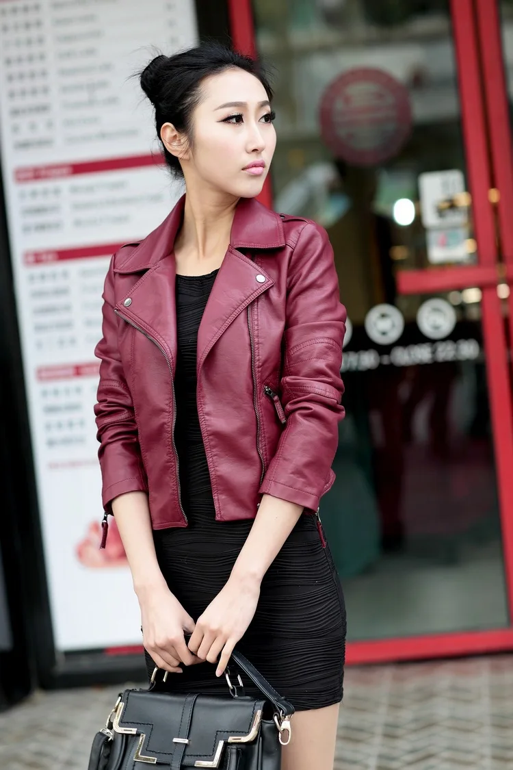 Spring and Autumn women \'s new PU leather short paragraph women\' s short jacket motorcycle clothes Slim leather jacket