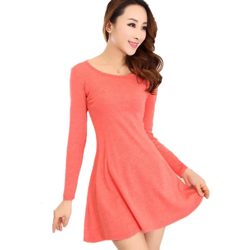 Spring autumn female bottoming dresses Women's ladies' long sleeve Grinding comfortable dress, Joker maxi casual dresses TT444