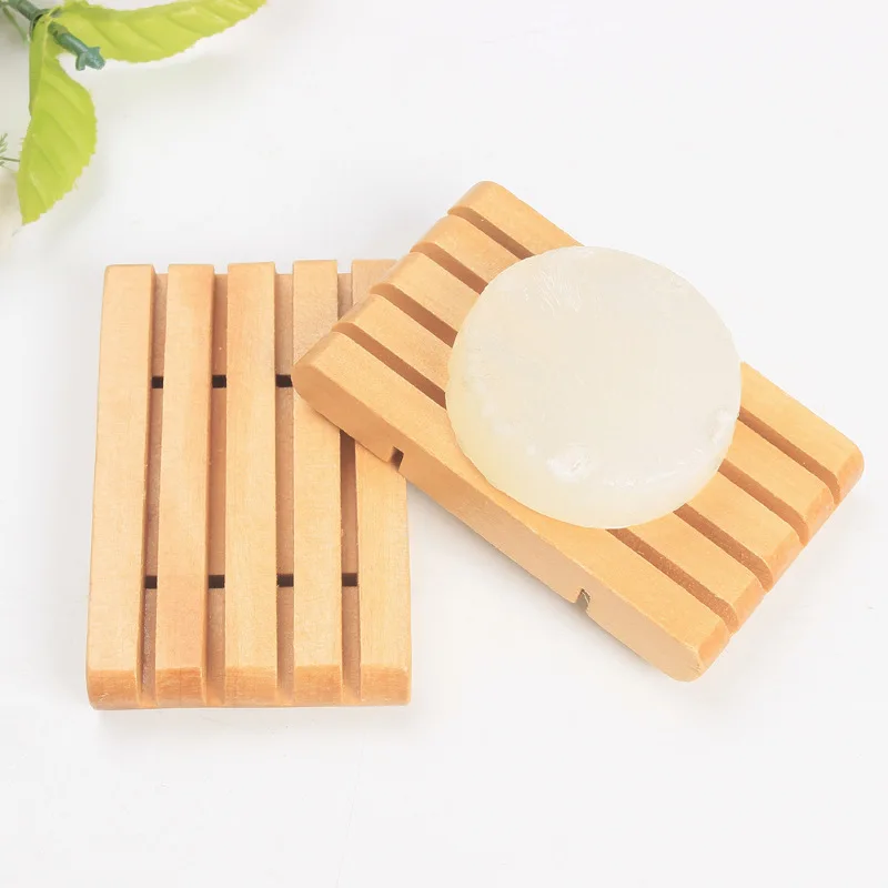 100pcs Natural Wooden Soap Tray Holder Soap Rack Plate Box Container Wooden Soap Dish Bathroom Accessories wen7056