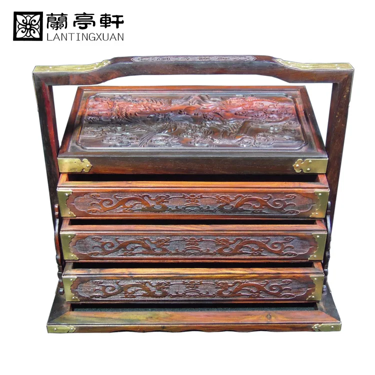 Rosewood wood natural wood fruit candy box rectangular portable fruit bowl basket classical process