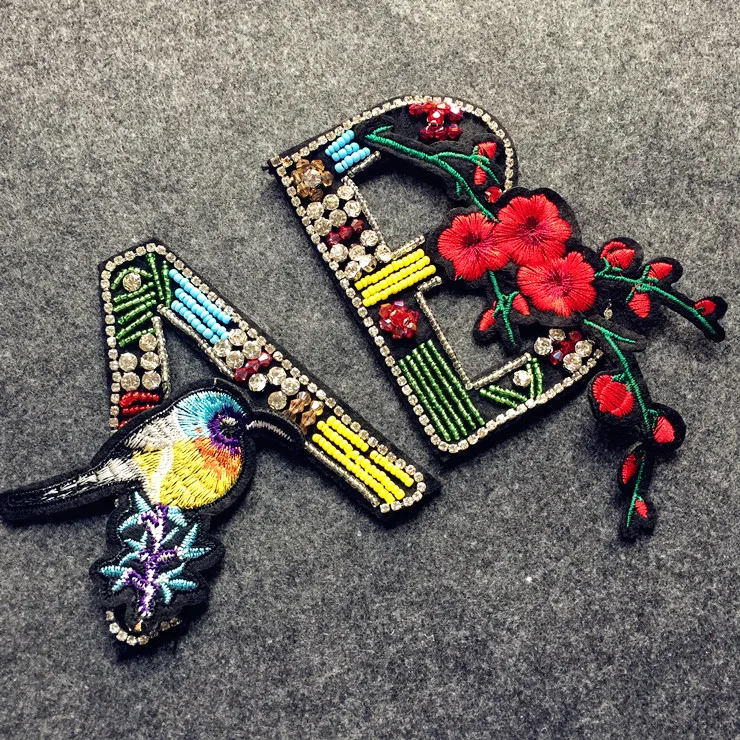 English letters Beaded Patch sequin alphabet patch clothing decorative supplies embroidery flower applique diy patch