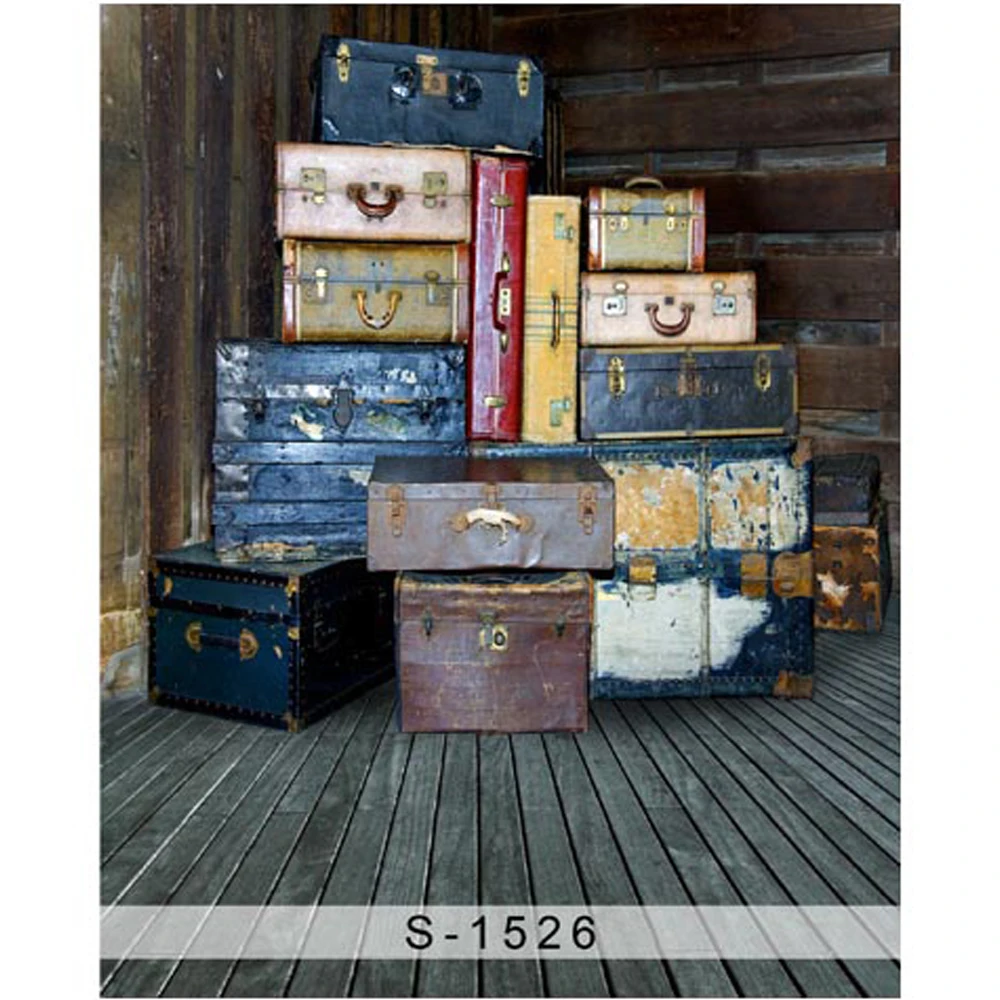 

Retro Vintage Suitcases Backdrop Vinyl Newborn Baby Photography Props Kids Children Indoor Photo Studio Backgrounds Wood Floor