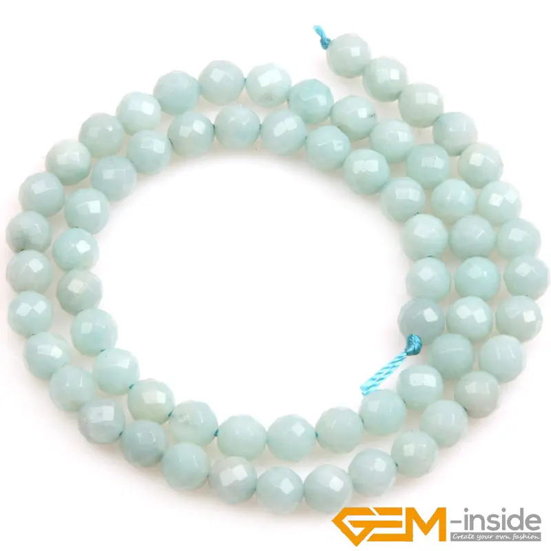 Round Faceted Blue Amazonite Beads Natural Stone Bead DIY Loose For  Bracelet Making For Jewelry Making Strand 15\