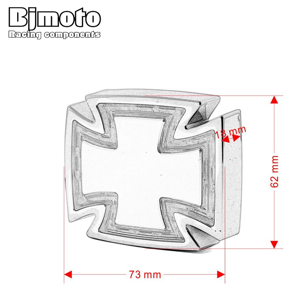 BJMOTO Motorcycle Chrome Cross 12V 1W LED Tail Brake Rear Light Red For Chopper Bobber Dirt Bike ATV Quad