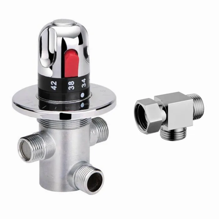 brassThermostatic Mix Valve with 3 way adapter valve Adjust the Mixing Water Temperature Thermostatic mixer AF00D