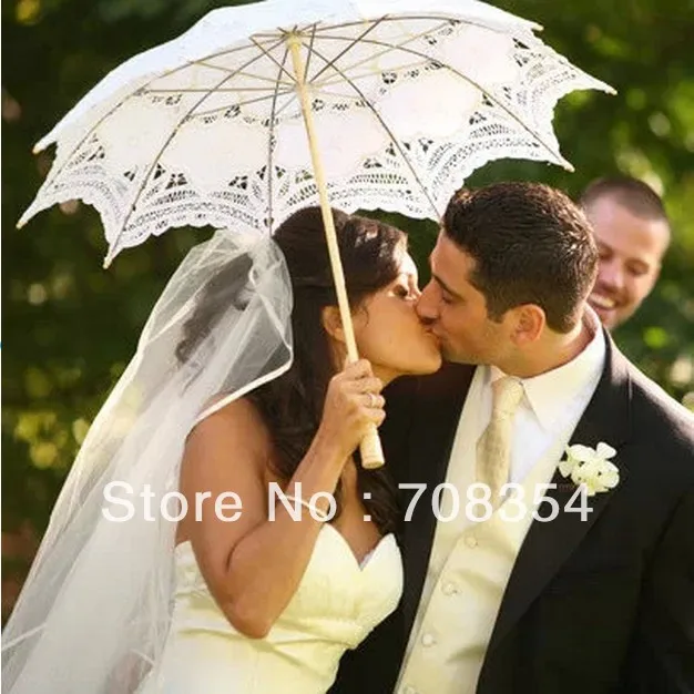 Classic Multi-color Noble Elegant Palace Style Long Arm Wedding Bridal Umbrella/Embroidery Gingham 669