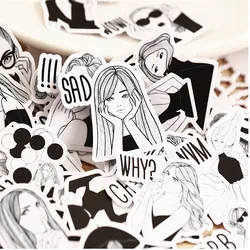 40pcs Creative Cute Self-made Black And White Fashion Girl Scrapbooking /Decorative Sticker /DIY Craft Photo Albums