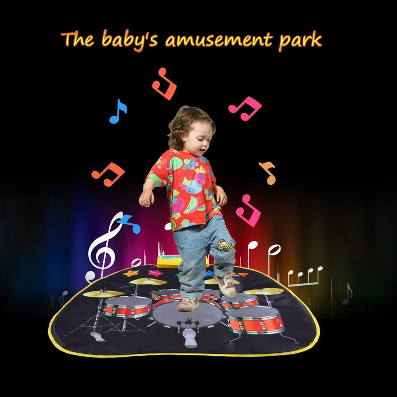 Funny Foot Tread Jazz Drum Set Musical Instrument Blanket Play Mat Children Parent-child Toys Pedal Kids Musical Education Toy