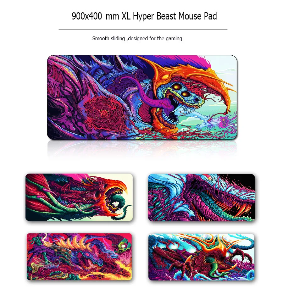 Игровой коврик для мыши 900x400 мм Hyper Beast XL, большой резиновый коврик для клавиатуры CS GO, подставка для запястья, настольный компьютерный коврик