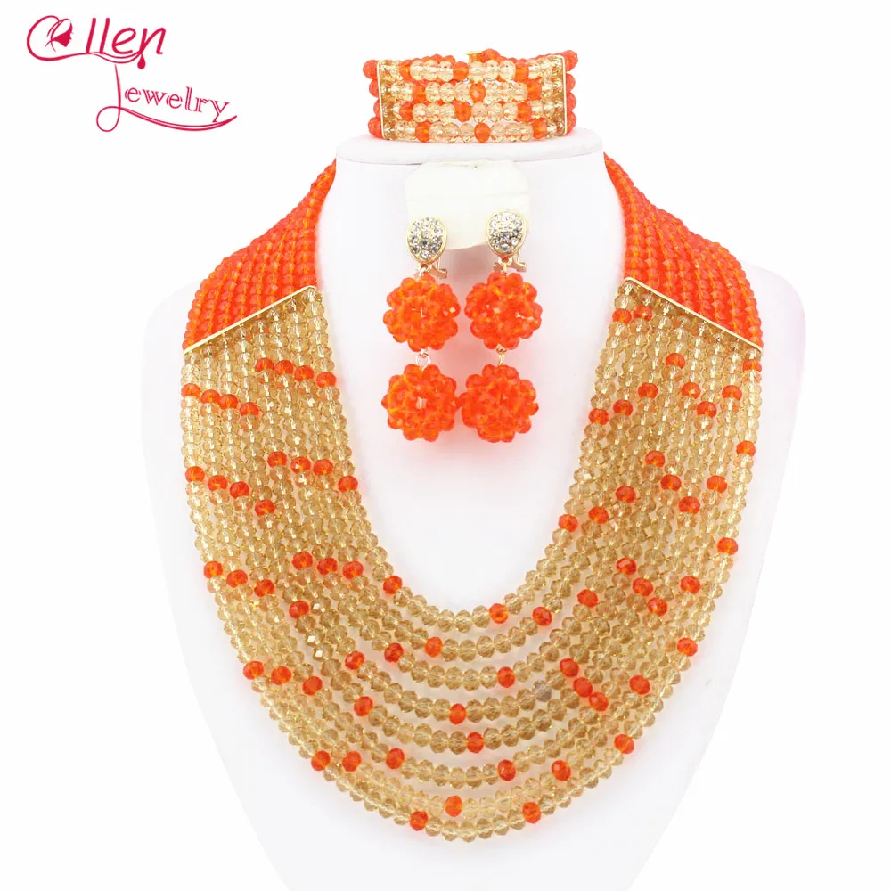 

Fashion African nigerian Wedding bridal beads Jewelry Set African beads Jewelry Set African beaded necklace sets W7597