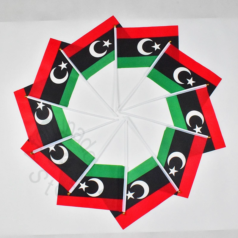 Libya 14*21 cm flag  Banner 10pieces meet Parade party Hand waving Flag  10pcs/set  Flag   Libya