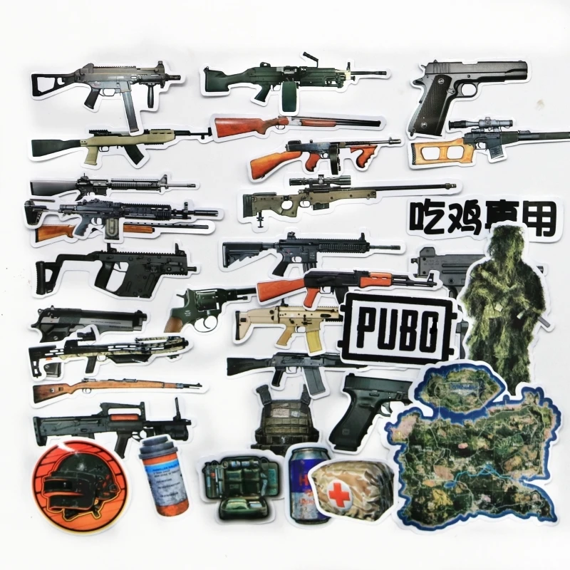 Stickers for Laptop about gun PUBG Game  98k AKM M416 sticker for phone Suitcase