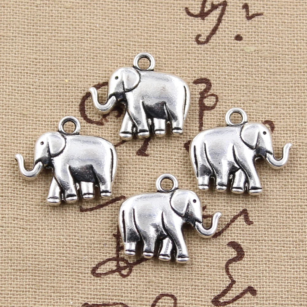 6pcs Charms Two Sided Elephant 21x18x5mm Antique Pendant fit,Vintage Tibetan Silver color,DIY Bracelet Necklace