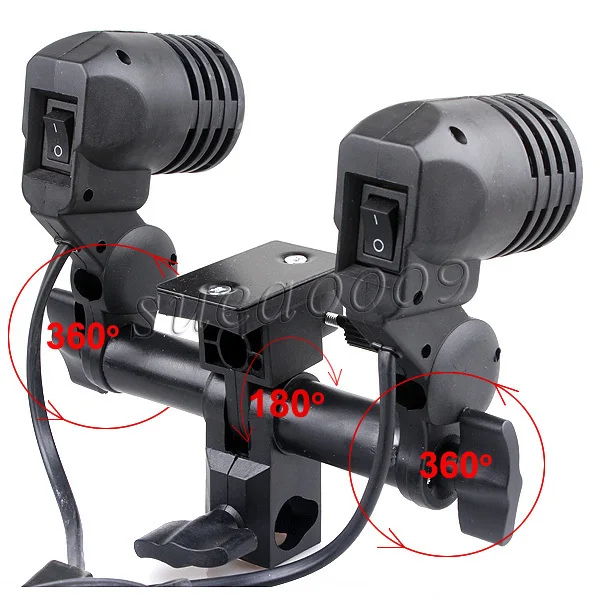 Double Support For E27 Lamp Photo Dual Twin Lamp Bulb Holder E27 Socket Slave Swive Bracket Light Mount For Strobe Light A45S T