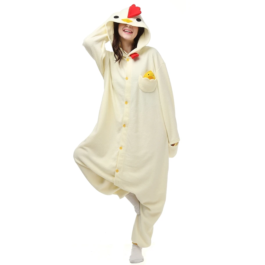 

Adults Rooster Kigurumi White Cock Women Anime Cosplay Costume Men Animal Onesies Pajama Halloween Carnival Party Jumpsuit