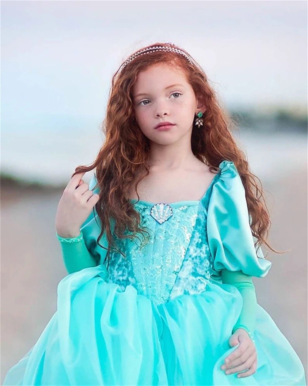 Fantasia Kids Birthday Party Little Mermaid Costume Christmas Fancy Girls Princess Ariel Dress Long Sleeve Elegant Prom Dresses