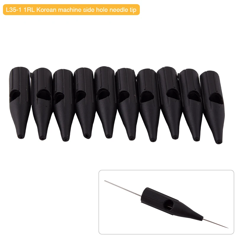 100pcs/lot 1RL Disposable Black Permanent Makeup Needle Plastic Nozzle Tips for Korean Eyebrow Tattoo Machine