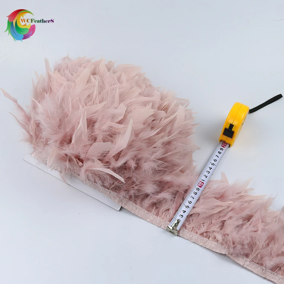 Wholesale 2yards Turkey Feather Trim Fringe 4-6inch Leather Pink Chandelle Marabou Feathers For Skirt Dress Decoration Crafts