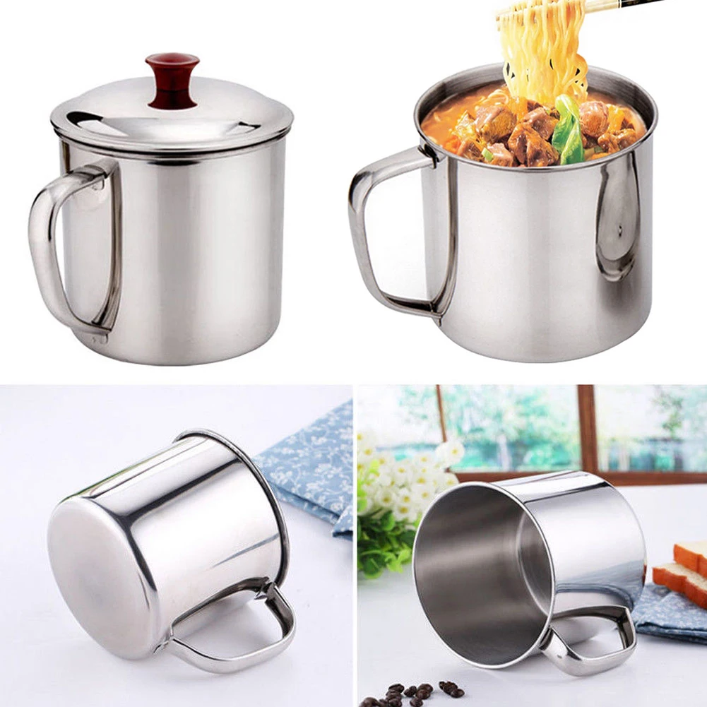 New 250ml Stainless Steel Travel Camping Mug Beer Whiskey Coffee Tea Handle Cup Kitchen Noodle Cups Bar Drinking Tools Accessory