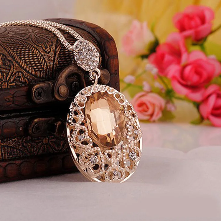 Women Chains Necklaces & pendants Big Large Crystal Chain Long Necklace Clothing Accessories Collier Rose Gold Color Neckless