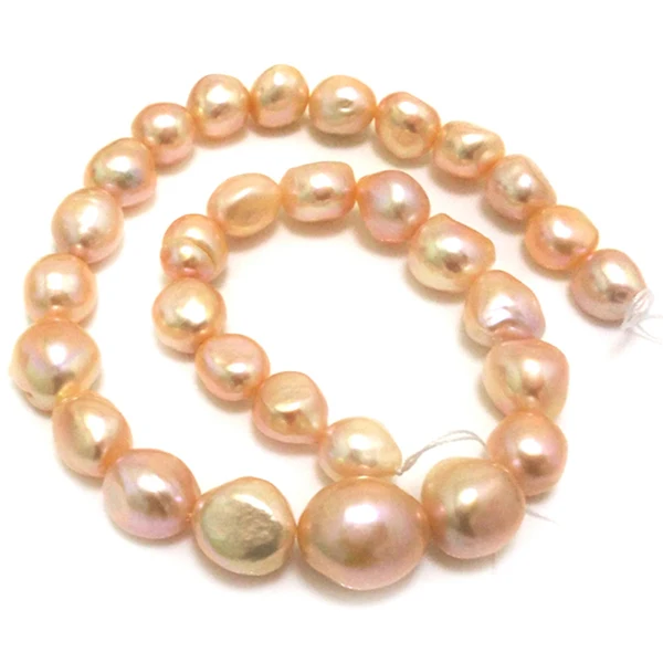 16 inches AAA 12-15mm High Luster Natural Pink Baroque Pearl Loose Strand