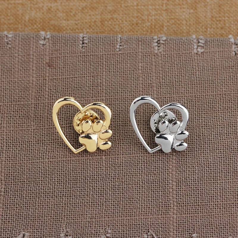 Fashion Korean Version Of The New Love Dog Claw Hollow Alloy Brooch Jewelry Accessories Factory Wholesale Pins For Women