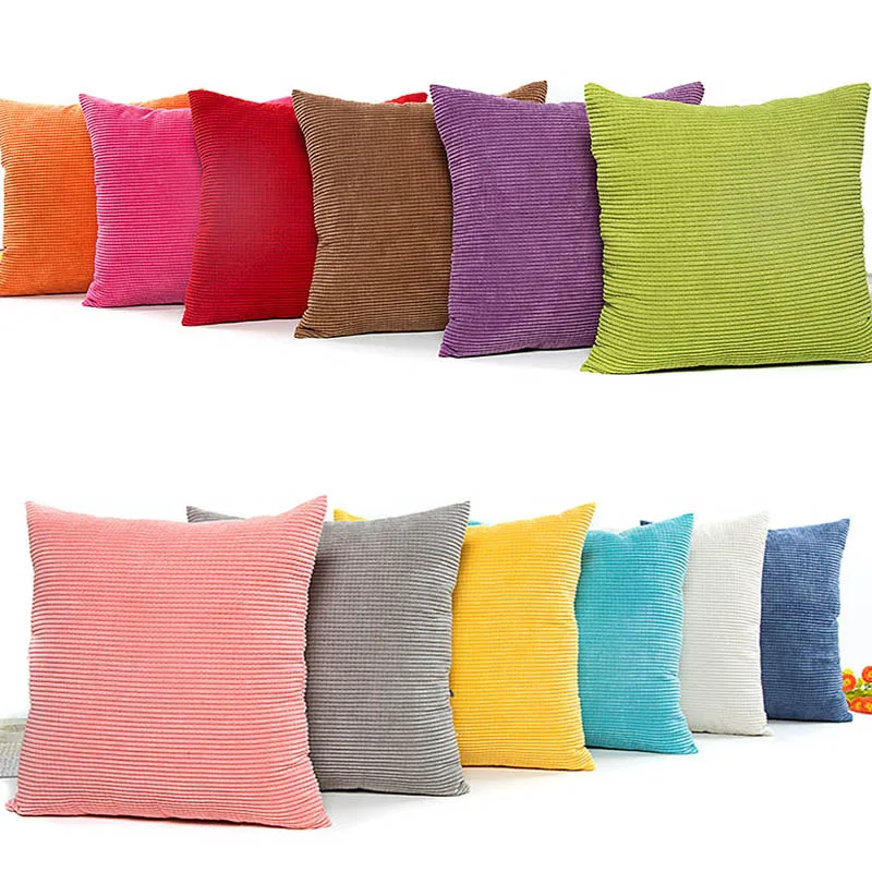 Meijuner Corner Cushion Covers Throw Pillow Covers Couch Sofa Bed Comfortable Supersoft Corduroy Corn Striped Both Sides MJ047