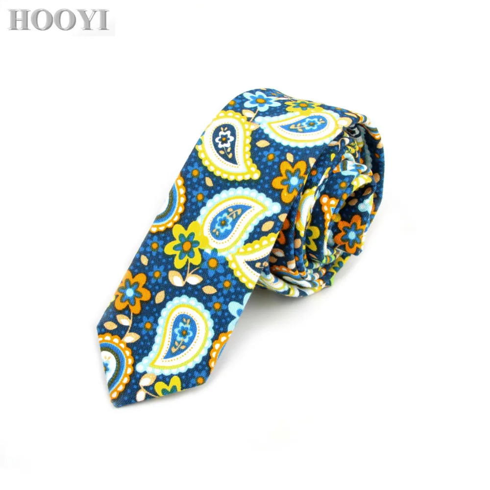 

HOOYI Cotton Men Tie Floral Necktie Gravata Slim Mariage Cravat