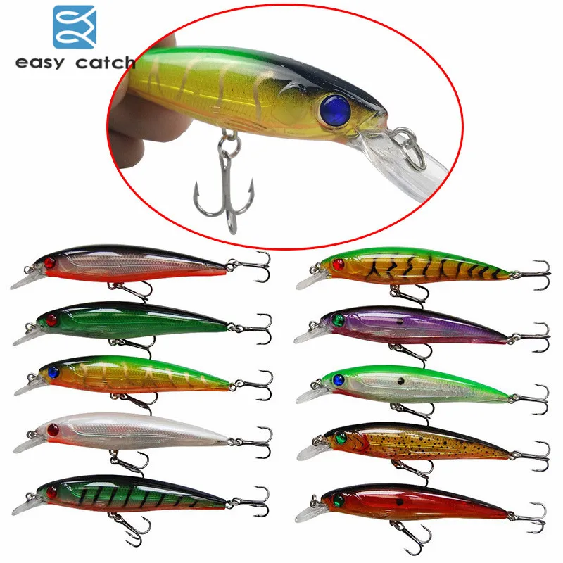 Easy Catch 10pcs 11cm 12.8g Lifelike Minnow Fishing Wobblers 3D Eyes Laser Sinking Hard Plastic Artificial Swimbait Lure Set