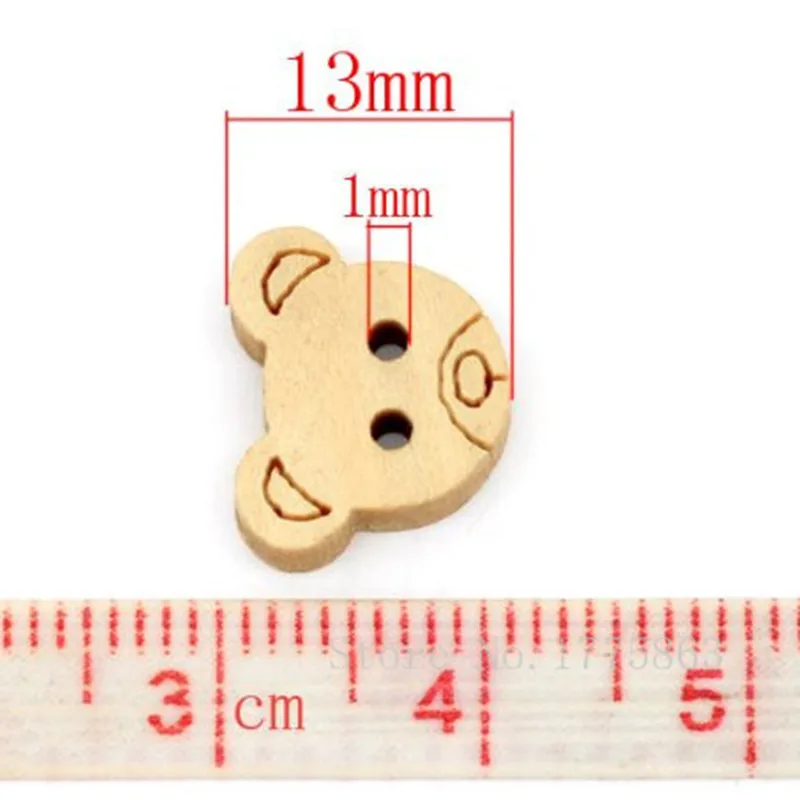 100 Pcs 13mm Cute Teddy Bear Face Buttons , for Sewing, Scrapbooking Crafts ,2 Holes 7NK67