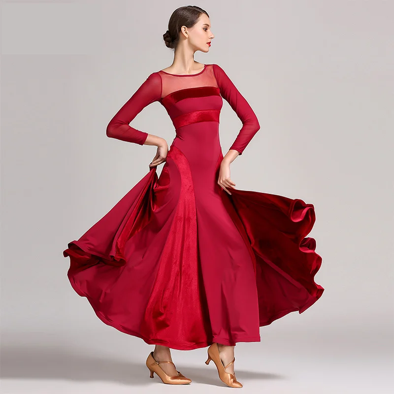 Red color ballroom dress women waltz dress fringe Dance wear ballroom dance dress modern dance costumes flamenco dress