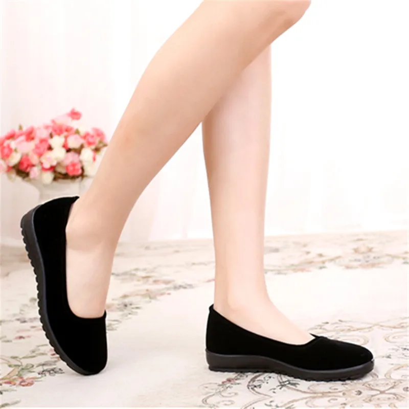 Cresfimix women fashion sweet wedge heel black slip on cloth shoes lady retro casual comfortable shoes zapatos de mujer a3197