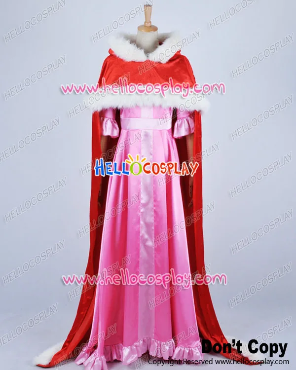 Beauty And The Beast  Cosplay Belle Red Cape Pink Dress Costume H008