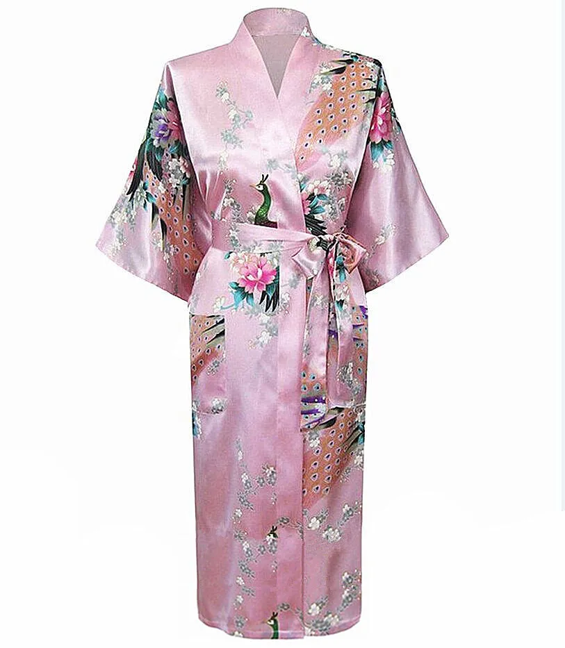 

Most Popular Pink Chinese Women Robe Kimono Bath Gown Lady Summer Silk Rayon Nightgown Mujer Pijama Size S M L XL XXL XXXL Zh01L