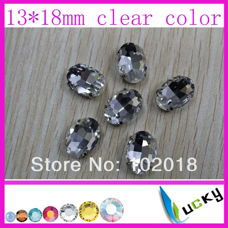 New! Free Shipping! Oval Shape Crystal Fancy Rhinestone 100pcs 13*18mm Clear Color  Point Back  crystal Beads with metal Claw